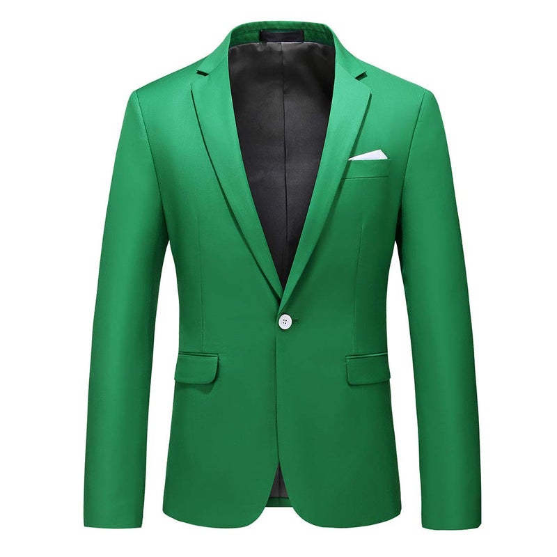 UNINUKOO Mens Suit Jacket Slim Fit Sport Coat 1 Button Notched Lapel Casual Fashion Dress Blazer for Men US Size 42 Apple Green - Image 1